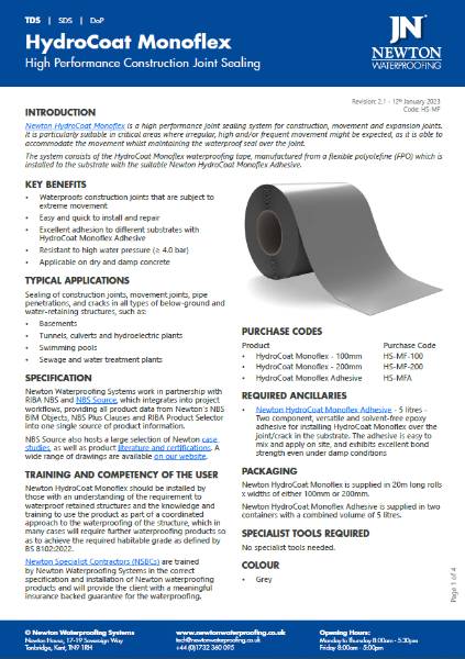 HydroCoat Monoflex Data Sheet
