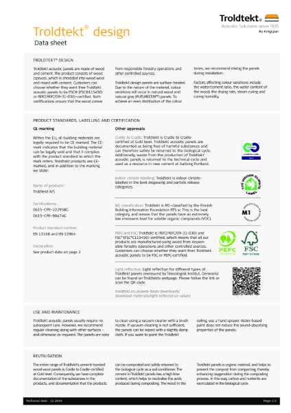 Troldtekt® Design Data Sheet