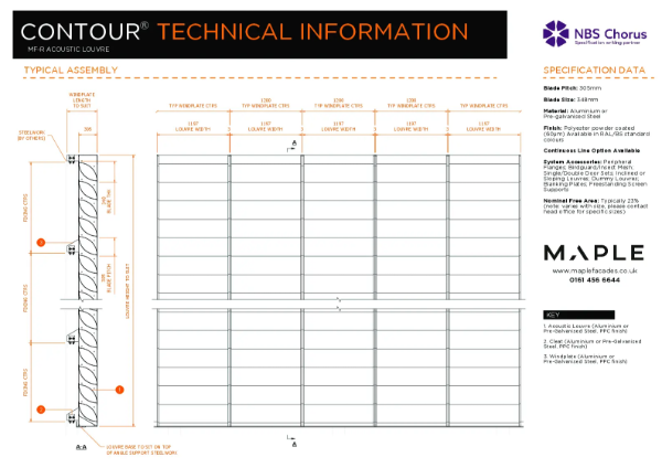 Maple Facades Contour® MF-R Acoustic Louvre Datasheet 2026
