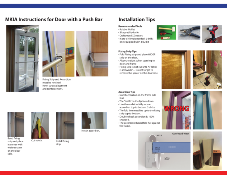 Fingersafe® MK1A on Door with Push Bar Fitting Instructions