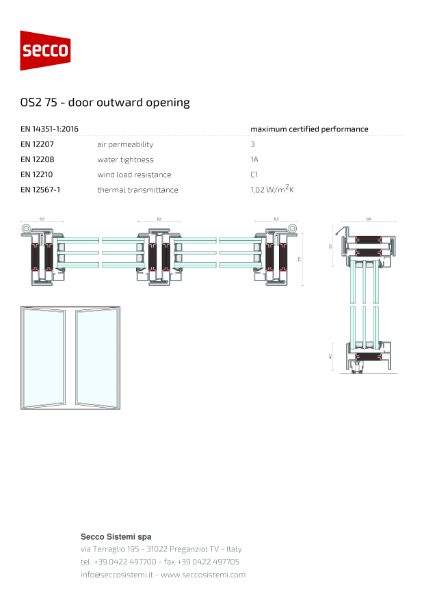 Secco Sistemi - OS2 75 - door outward opening