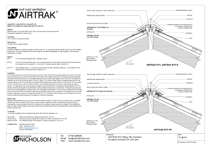 AIRTRAK RTV Slate Technical Data Sheet