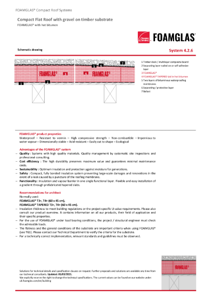 TDS_4.2.6_Warm Roof - Timber Deck - FOAMGLAS Insulation (Hot Applied) with Gravel (Flat or Tapered)