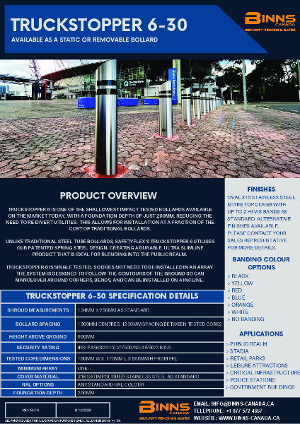 Binns Canada Truckstopper 6 Data Sheet