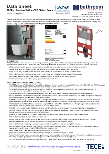 TECEprofessional H980 Cistern Frame