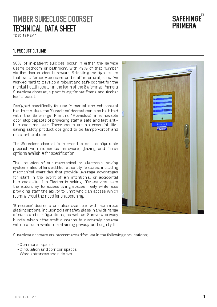 TDS019 - Timber Sureclose Doorset Technical Datasheet Rev 1