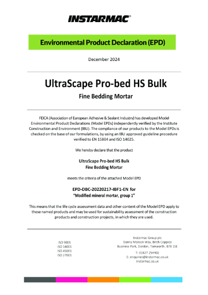 Pro-Bed HS Bulk Environmental Product Declaration | Instarmac Group plc ...