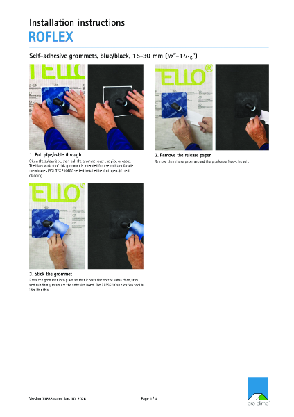 Pro Clima Roflex Airtight Grommet Installation Instructions