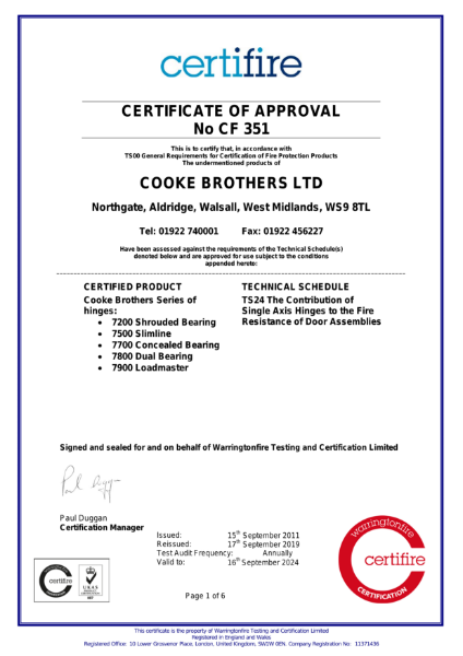 Certificate: CF 351