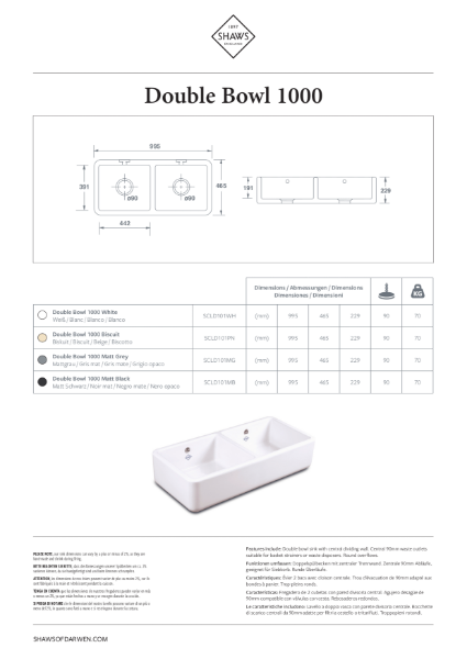 Double Bowl 1000 Kitchen Sink - PDS