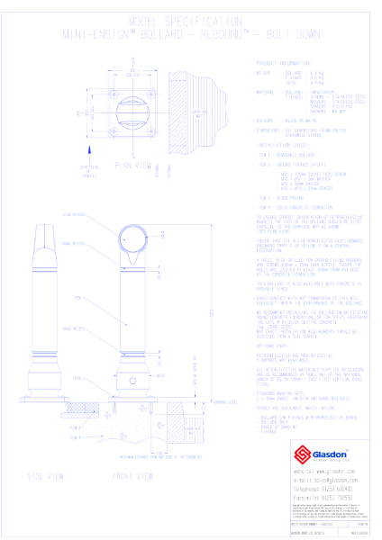 Mini Ensign Bollard™ - Rebound Model - Bolt-Down