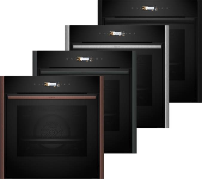NEFF Slide & Hide Single Pyrolytic Ovens with Flex Design. Bronze trim
