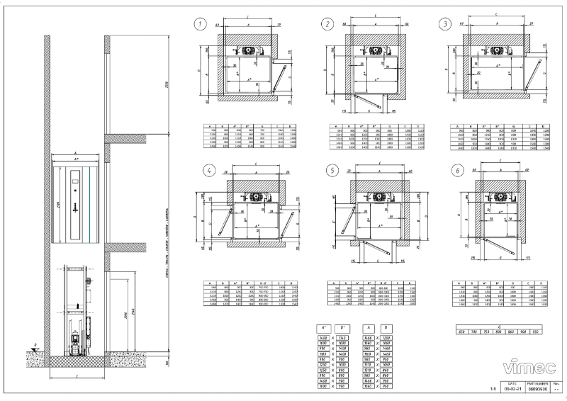 Home Lift E20 by Vimec - Technical Drawings