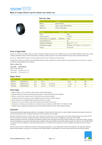 Tescon Invis Technical Datasheet