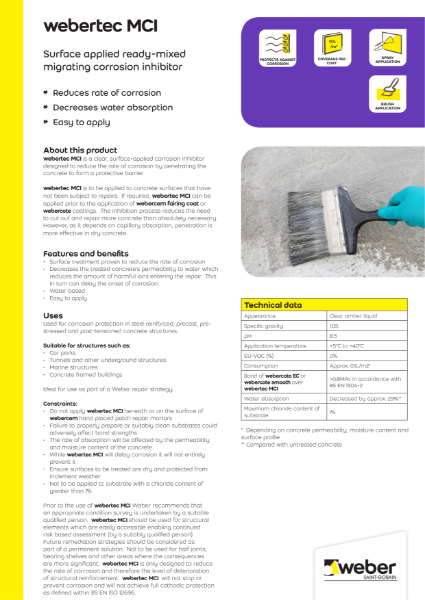 webertec MCI - Technical datasheet