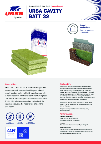 URSA CAVITY BATT 32 - Datasheet