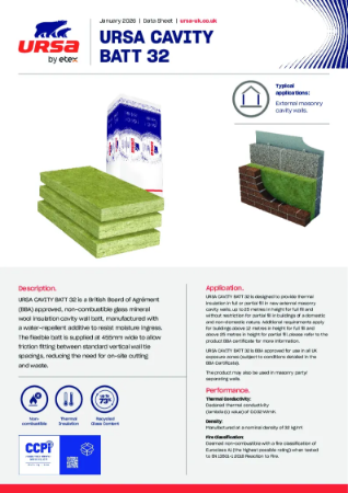 URSA CAVITY BATT 32 - Datasheet