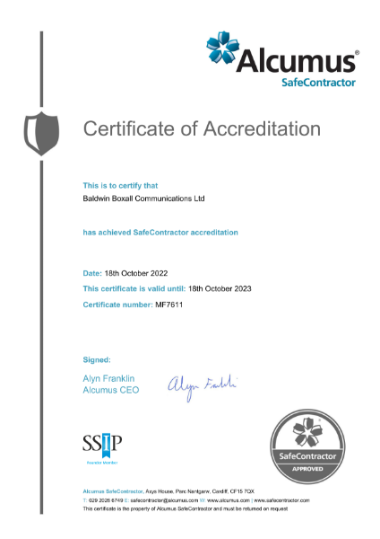 Safe Contractor certificate
