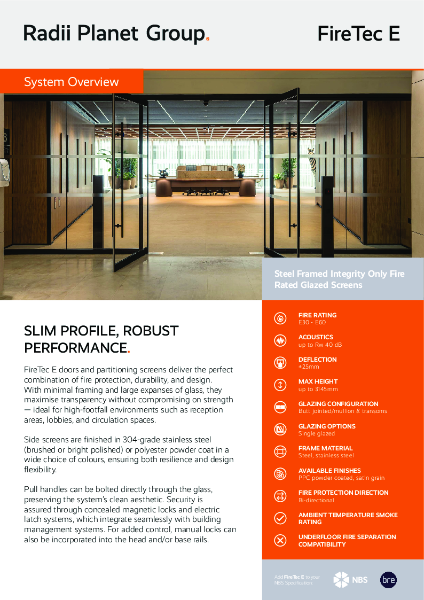 FireTec E Fire Rated System - Radii Planet Group Data Sheet 2025 v1.01
