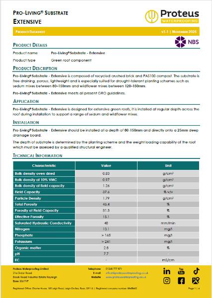 Product Data Sheet - Pro-Living® Substrate - Extensive