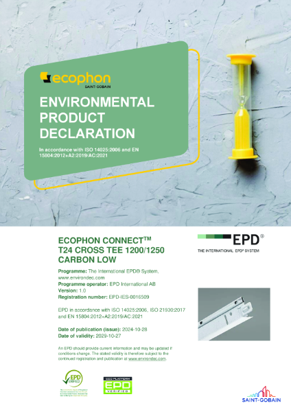 Ecophon T24 Cross Tee - Low Carbon - 1200 - Environmental Product Declaration