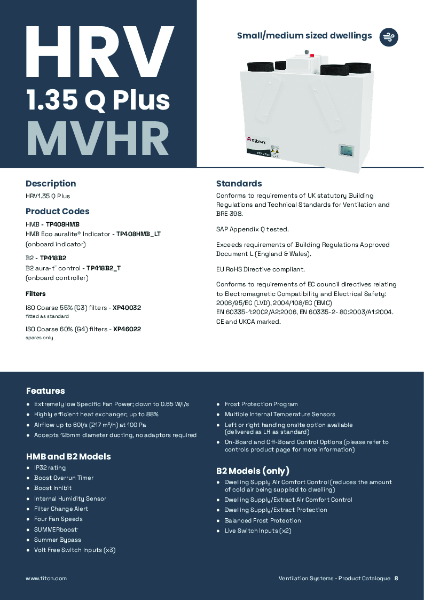 HRV 1.35 Q Plus - Product Data Sheet
