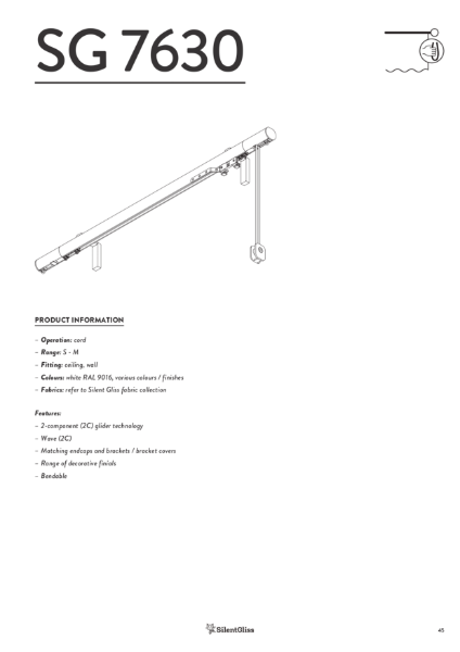 Silent Gliss Metropole SG 7630 30mm Cord Operated Curtain Pole