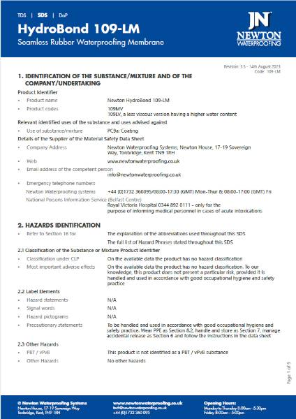HydroBond 109-LM - Safety Data Sheet