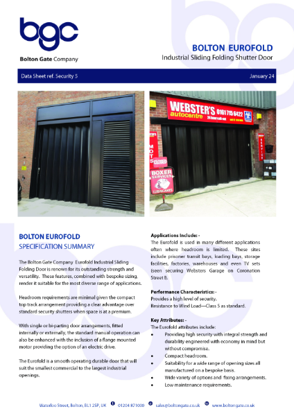 Bolton Eurofold - Industrial Sliding Folding Shutter Door