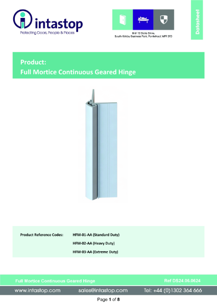 Data Sheet - Full Mortice Hinge