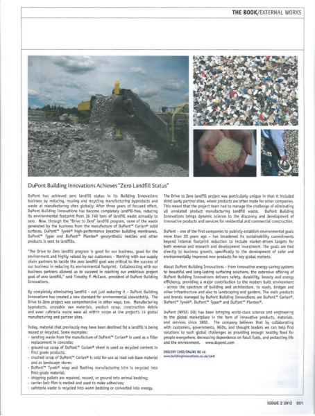 DuPont Corian & Sustainability : Zero Landfill status