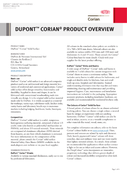 Corian® Solid Surface Product Overview