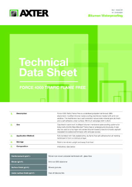 Force 4000 Trafic Flame Free Technical Data Sheet