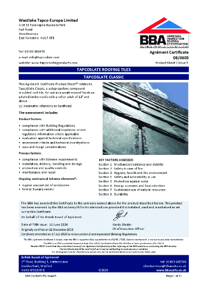 TapcoSlate Roofing Tiles BBA
