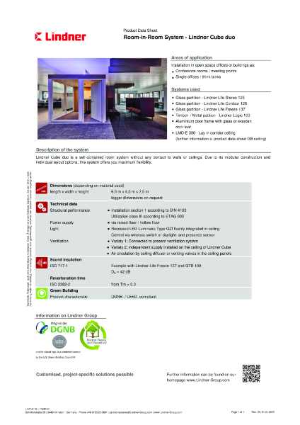 Lindner Cube duo - Datasheet