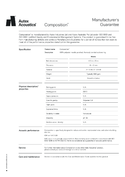 Composition Manufacturer's Guarantee