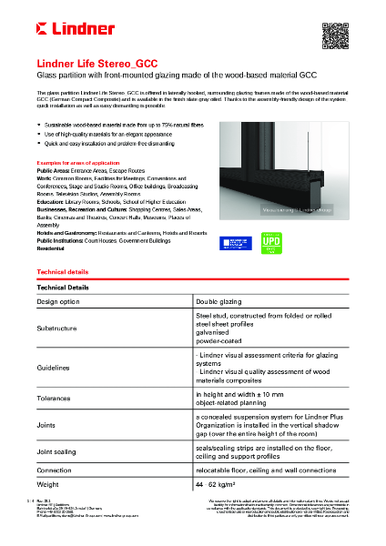 Lindner Life Stereo_GCC - Data sheet