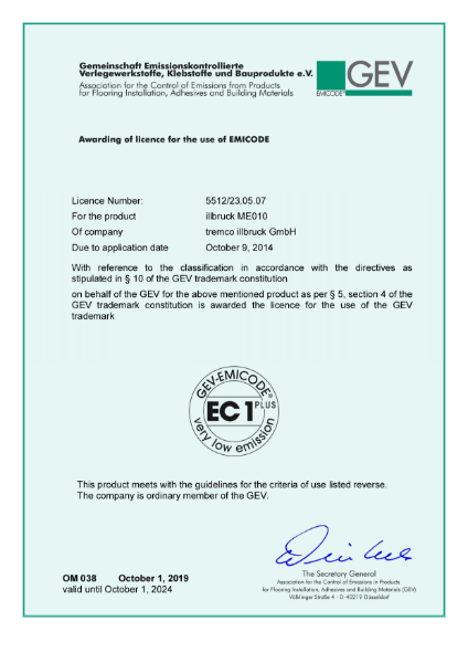 ME010 EC1 Plus Certificate