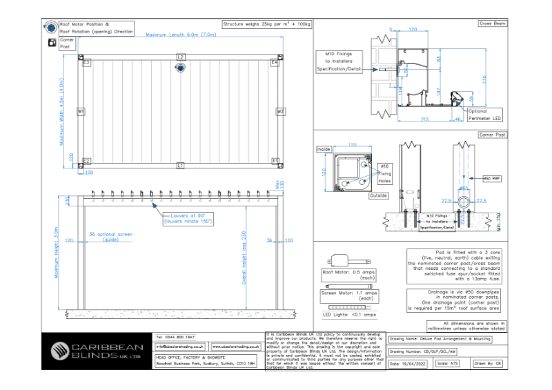 CB - Deluxe Pod | General Arrangement & Mounting | Louvered Roof