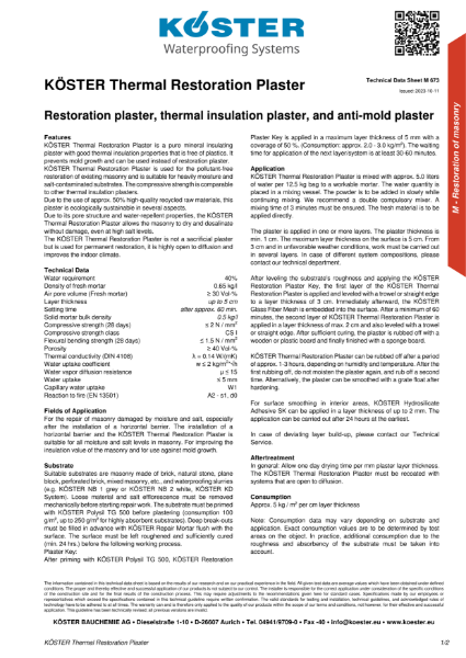 Thermal Restoration Plaster