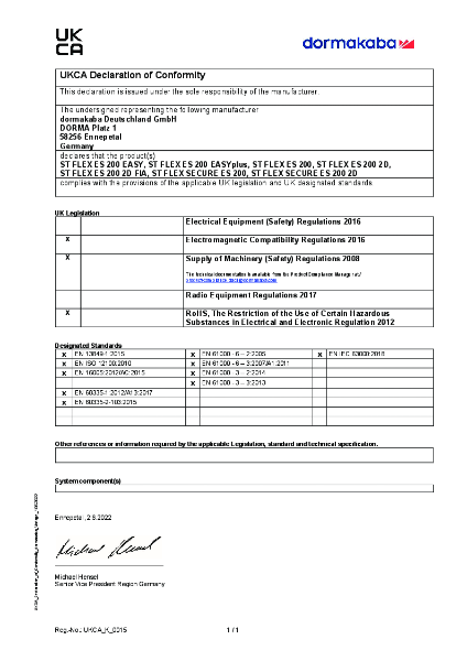ST Flex Fine Frame UKCA Declaration of Conformity