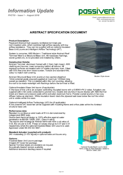 Passivent Specification Document - Airstract Roof Ventilation Terminal