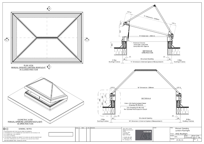 Manual Opening Lantern Rooflight