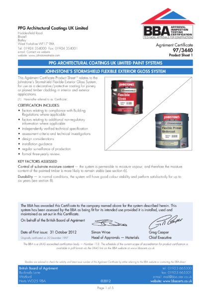 Stormshield Flexible Gloss System BBA Certificate 97/3440