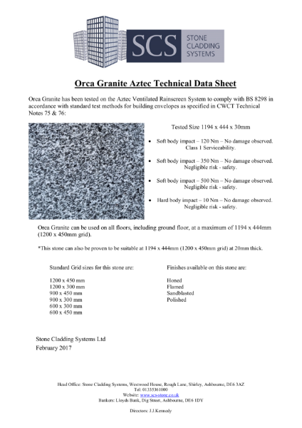 Orca Granite Technical Data Sheet