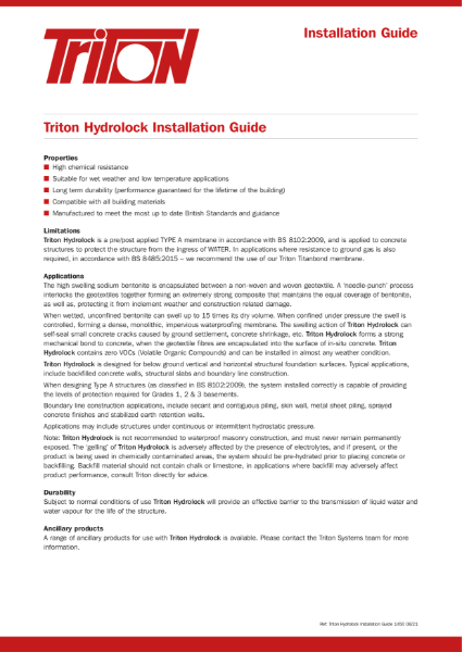 Triton Hydrolock Installation Guide