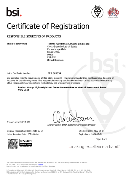 BES 6001 Responsible Sourcing - aggregate blocks