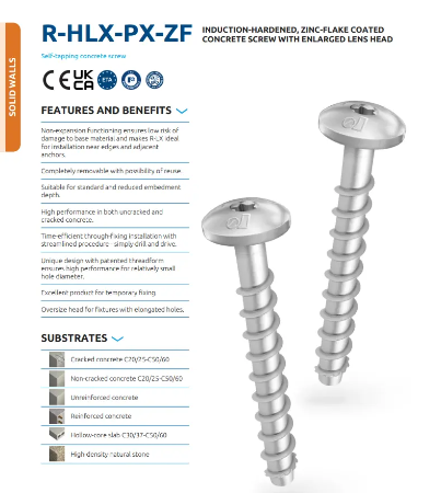 Rawlplug®  HLX Concrete Screw, Pan Head - Technical Data Sheet