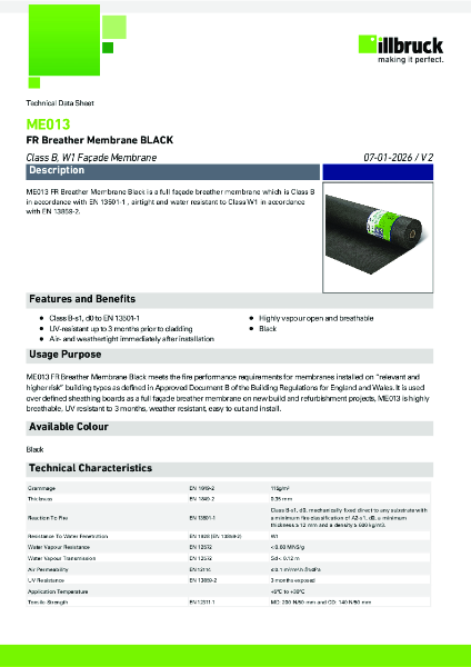 ME013 FR Breather Membrane BLACK Data Sheet