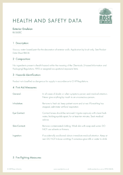 Exterior Emulsion - Health and Safety